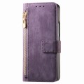 For Samsung Galaxy Z Fold5 5G Retro MagSafe Magnetic Zipper Wallet Leather Phone Case(Purple)