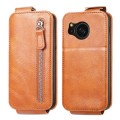 For Sharp Aquos Sense8 Zipper Wallet Vertical Flip Leather Phone Case(Brown)