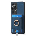 For Huawei P60 Retro Splitable Magnetic Card Bag Leather Phone Case(Blue)