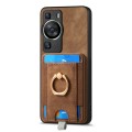 For Huawei P60 Retro Splitable Magnetic Card Bag Leather Phone Case(Brown)