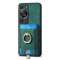 For Huawei P60 Retro Splitable Magnetic Card Bag Leather Phone Case(Green)