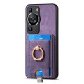 For Huawei P60 Retro Splitable Magnetic Card Bag Leather Phone Case(Purple)
