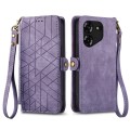 For Tecno Pova 5 4G Geometric Zipper Wallet Side Buckle Leather Phone Case(Purple)