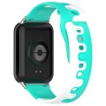 For Redmi Watch 4 Stitching Dual Color Silicone Watch Band(Green White)