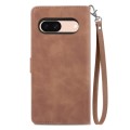 For Google Pixel 8a Embossed Flower Zipper Leather Phone Case(Brown)