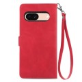 For Google Pixel 7a Embossed Flower Zipper Leather Phone Case(Red)