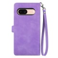 For Google Pixel 7a Embossed Flower Zipper Leather Phone Case(Purple)