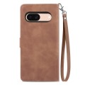 For Google Pixel 7a Embossed Flower Zipper Leather Phone Case(Brown)