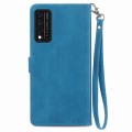 For T-Mobile REVVL V+ 5G Embossed Flower Zipper Leather Phone Case(Blue)