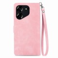 For Tecno Pova 5 4G  Embossed Flower Zipper Leather Phone Case(Pink)