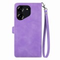 For Tecno Pova 5 4G  Embossed Flower Zipper Leather Phone Case(Purple)