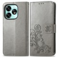 For Umidige A15 Four-leaf Clasp Embossed Buckle Leather Phone Case(Grey)