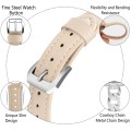 For Apple Watch Series 3 42mm Rhinestone Denim Chain Leather Watch Band(Apricot)