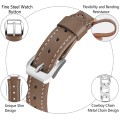 For Apple Watch Series 3 42mm Rhinestone Denim Chain Leather Watch Band(Dark Brown)