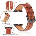 For Apple Watch SE 2023 40mm Colorful Sewing Thread Leather Watch Band(Brown)