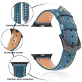 For Apple Watch Series 9 45mm Colorful Sewing Thread Leather Watch Band(Blue)