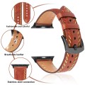 For Apple Watch Series 4 40mm Colorful Sewing Thread Leather Watch Band(Brown)