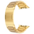 For Apple Watch Series 6 44mm Stainless Steel H-Shaped Fold Buckle Watch Band(Gold)