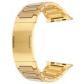 For Apple Watch Series 4 44mm Stainless Steel H-Shaped Fold Buckle Watch Band(Gold)