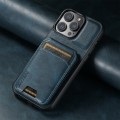 For iPhone 15 Pro Max Suteni H02 Leather Wallet Stand Back Phone Case(Blue)