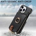 For iPhone 15 Pro Max Litchi Leather Oil Edge Ring Zipper Wallet Back Phone Case(Black)