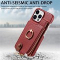 For iPhone 15 Pro Max Litchi Leather Oil Edge Ring Zipper Wallet Back Phone Case(Red)