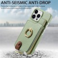 For iPhone 15 Pro Litchi Leather Oil Edge Ring Zipper Wallet Back Phone Case(Tea Green)