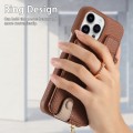 For iPhone 15 Pro Litchi Leather Oil Edge Ring Zipper Wallet Back Phone Case(Brown)