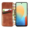 For Tecno Spark Go 2024 Cubic Grid Pressed Magnetic Leather Phone Case(Brown)