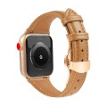 For Apple Watch Series 6 40mm Plain Leather Butterfly Buckle Watch Band(Brown+Rose Gold)
