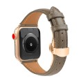 For Apple Watch Series 4 44mm Plain Leather Butterfly Buckle Watch Band(Gray+Rose Gold)
