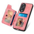 For Honor 90 Retro Skin-feel Ring Multi-card RFID Wallet Phone Case(Pink)