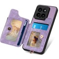 For Xiaomi 14 Retro Skin-feel Ring Multi-card RFID Wallet Phone Case(Purple)