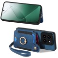 For Xiaomi 14 Pro Retro Skin-feel Ring Multi-card RFID Wallet Phone Case(Blue)