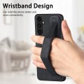 For Samsung Galaxy A04s Retro Wristband Holder Leather Back Phone Case(Black)