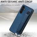For Samsung Galaxy A04s Retro Wristband Holder Leather Back Phone Case(Blue)