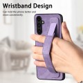 For Samsung Galaxy A04s Retro Wristband Holder Leather Back Phone Case(Purple)