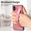 For Samsung Galaxy A04e Retro Wristband Holder Leather Back Phone Case(Pink)