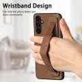 For Samsung Galaxy A13 5G Retro Wristband Holder Leather Back Phone Case(Brown)