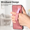 For Samsung Galaxy A13 5G Retro Wristband Holder Leather Back Phone Case(Pink)