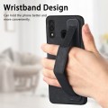 For Samsung Galaxy A30 Retro Wristband Holder Leather Back Phone Case(Black)