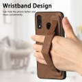 For Samsung Galaxy A30 Retro Wristband Holder Leather Back Phone Case(Brown)