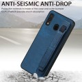 For Samsung Galaxy A30 Retro Wristband Holder Leather Back Phone Case(Blue)