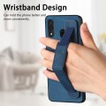 For Samsung Galaxy A30 Retro Wristband Holder Leather Back Phone Case(Blue)