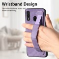 For Samsung Galaxy A30 Retro Wristband Holder Leather Back Phone Case(Purple)