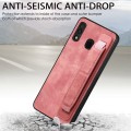 For Samsung Galaxy A30 Retro Wristband Holder Leather Back Phone Case(Pink)
