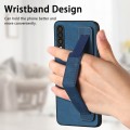 For Samsung Galaxy A50s Retro Wristband Holder Leather Back Phone Case(Blue)