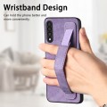 For Samsung Galaxy A50s Retro Wristband Holder Leather Back Phone Case(Purple)