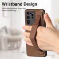 For Samsung Galaxy S20 Ultra 5G Retro Wristband Holder Leather Back Phone Case(Brown)