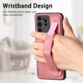 For Samsung Galaxy S20 Ultra 5G Retro Wristband Holder Leather Back Phone Case(Pink)